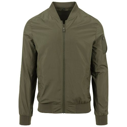 Build Your Brand Nylon Bomber Jacket Dark Olive